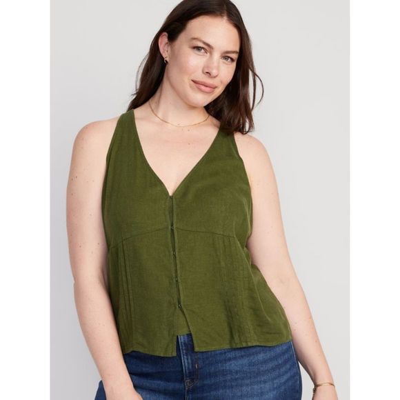Old Navy Tops - old navy Fitted Sleeveless Linen-Blend V-Neck Top for Women